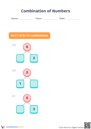 Essential Combination Numbers Worksheet | Grades 1-3 Math