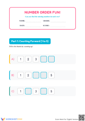 Printable Number Order Worksheet | Kindergarten Math