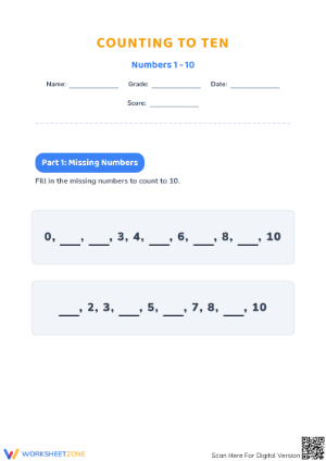 Grade K Counting — Printable No-Prep Worksheet