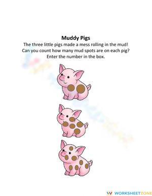 Muddy Pigs Counting Worksheet