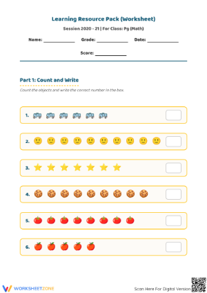 Grade K Counting — Printable No-Prep Worksheet
