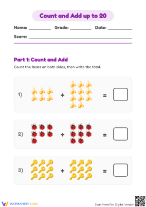 Essential Count and Add Up Worksheet | Grade 1 Math