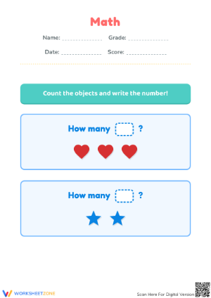 Printable Counting Practice to 5 Worksheet | Grade K