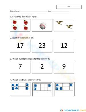 Math Level 3 Worksheet for K-2