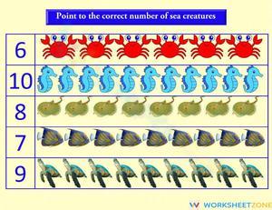 Count Sea Creatures with Fun Counting Worksheet