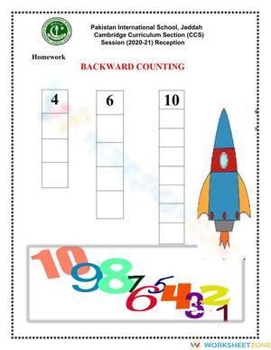 Backward Counting with Rocket: Fun Math Worksheet