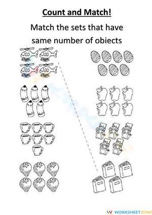 Matching Sets: Number Recognition 4-7 Skills Worksheet