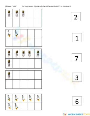 Ten Frame Counting Worksheet for Early Math Skills