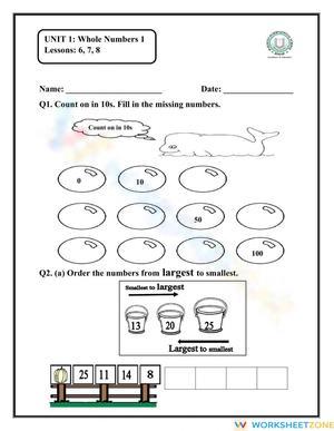 Unit 1 Lessons 6-7-8 Worksheet