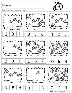 Fish Counting Math Worksheet