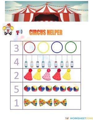 Circus Helper Counting Worksheet