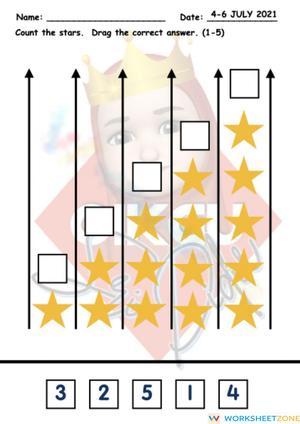 Counting Stars Ascending Worksheet