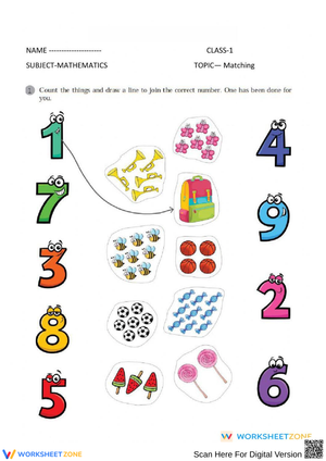 Count and Match Activity with Fun Numbers and Pictures