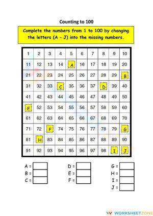 Counting to 100 Worksheet