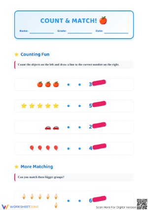 Essential Grade 1 Counting — Printable No-Prep Worksheet