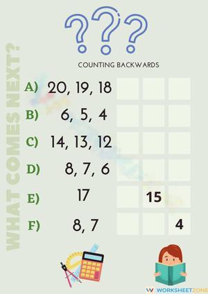 Math: Counting Backwards Worksheet