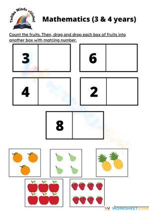 Mathematics with Fruits for 3-4 Year Olds