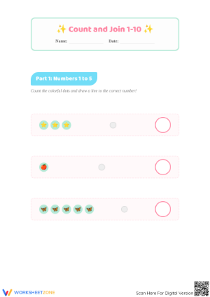 Count and Join 1-10: Essential Grade K Math Worksheet