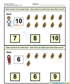 Counting and Identifying Numbers: Worksheet 2