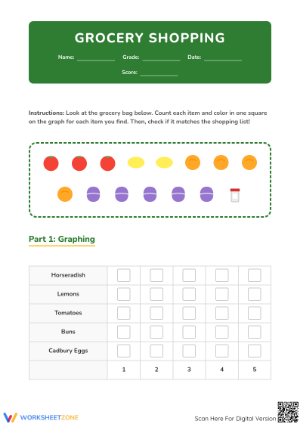 Grocery Shopping Counting Worksheet | Essential Grade K Math