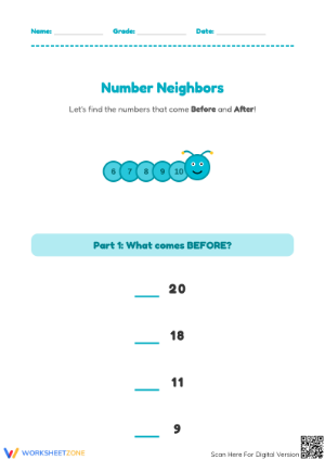 Kindergarten Number Sequence — Printable No-Prep Worksheet