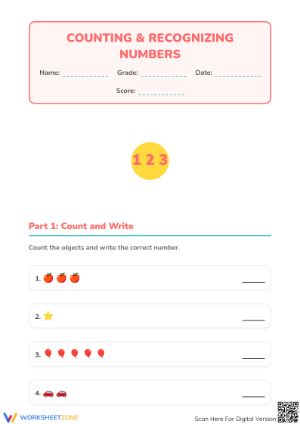 Essential Counting objects Worksheet | Kindergarten Math