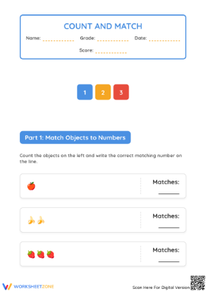 Essential Preschool Counting and Matching Worksheet | 1-10