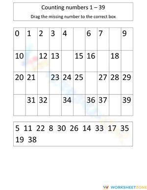 Counting Practice from 1 to 39