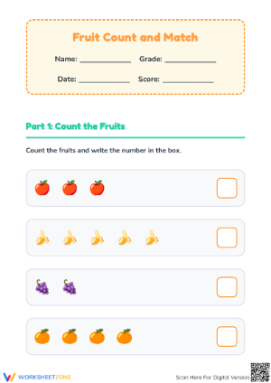 Fruit-Themed Count and Match