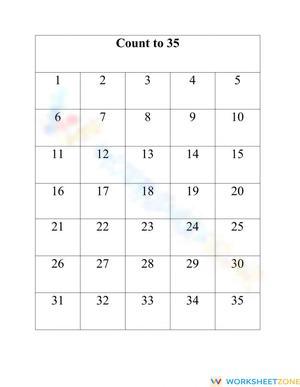 Count to 35 Worksheet