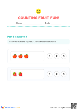 Printable Counting Fruit Worksheet | Grade K Essential Math