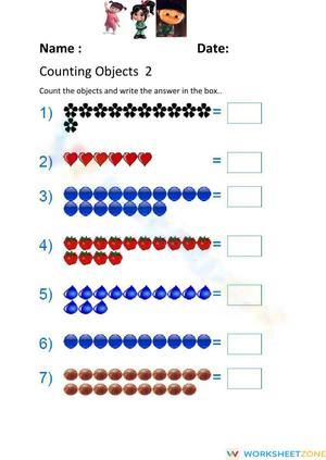 Counting Objects Worksheet for Kids