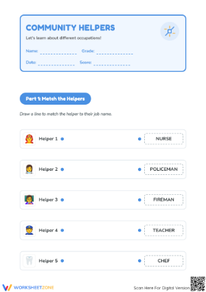 Community Helpers Worksheet | Grade 1 Essential Guide