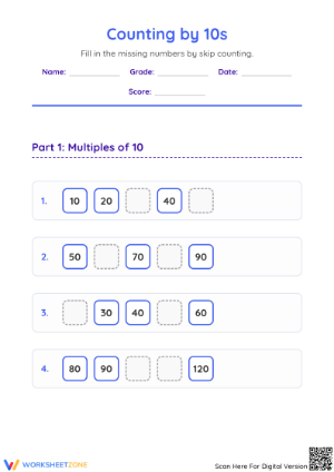 Essential Counting by Ten Worksheet | Grade 2 Math Aligned