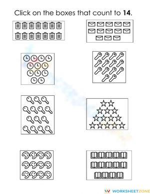 Find the Groups: Counting to 14 Worksheet