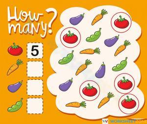 Maths: Counting Vegetables Worksheet