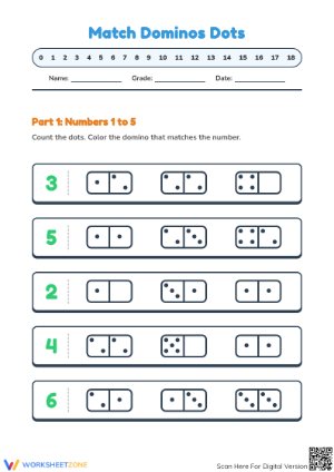 Printable Domino Dots Counting Worksheet | Preschool Math