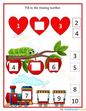 Fill in the Missing Numbers Worksheet