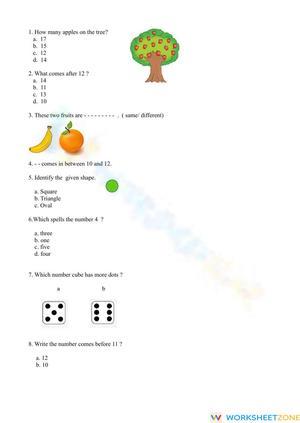 Answering Math Questions Worksheet