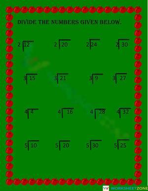 Division of numbers.