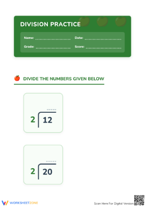 Essential Division of Numbers Worksheet | Grade 3 Math