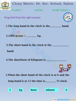 Class 3 Maths Practice Worksheet