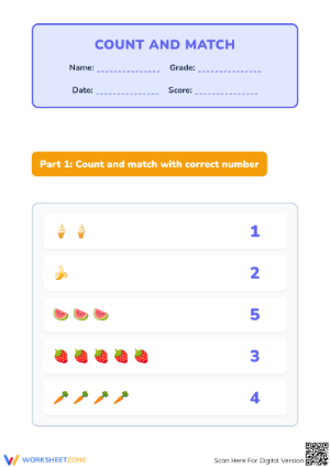 Fun Counting and Matching Worksheet for Kids