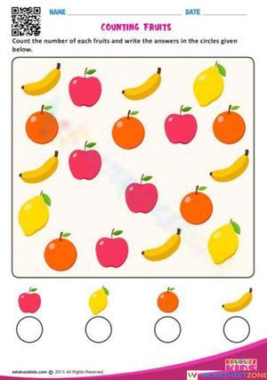 Counting Fruits: Fun Math Worksheet Activity