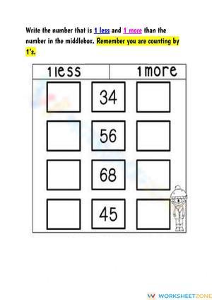 1 Less 1 More: Number Sense Worksheet