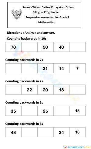 Counting Backward Worksheet: Math Practice