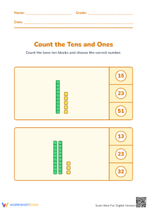 Printable Count in Tens Worksheet | Kindergarten Math