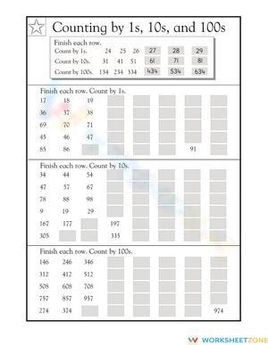 Counting in 1s, 10s, and 100s: Math Practice