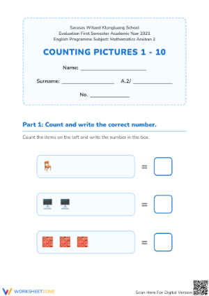 Essential Grade K Counting & Number Words Worksheet