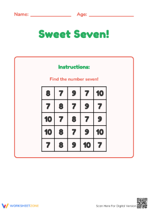 Printable Number 7 Worksheet: Essential Kindergarten Math